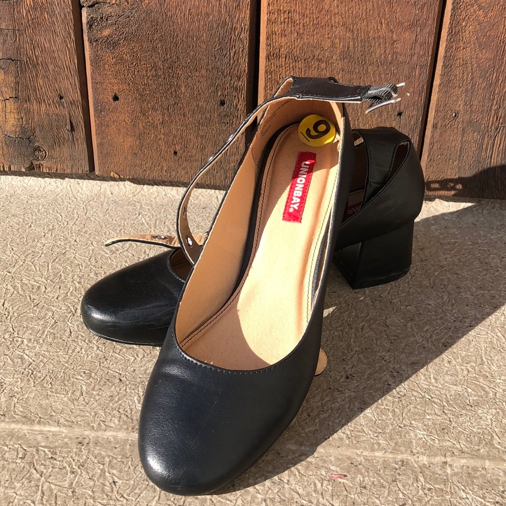 Black ankle strap heels